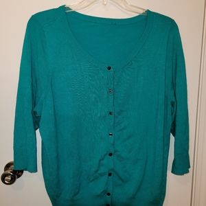 Lane Bryant Teal Wide-Kneck Sweater